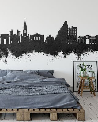 Montpellier Skyline Black & White Wallpaper