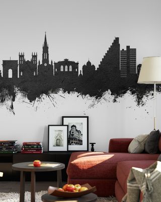 Montpellier Skyline Black & White Wallpaper