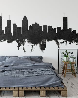 Montreal Canada Skyline Black & White Wallpaper