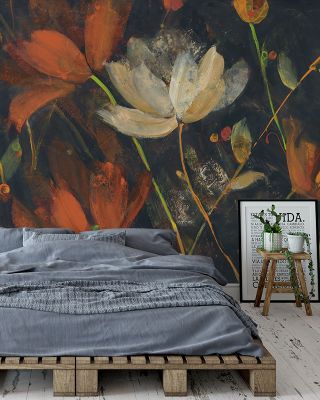 Moonlight Garden I Spice Floral Wallpaper