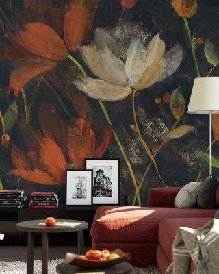 Moonlight Garden I Spice Floral Wallpaper