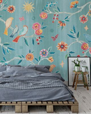 My Bohemian Life Storytime Blue Abstract Wallpaper