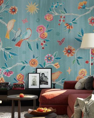My Bohemian Life Storytime Blue Abstract Wallpaper