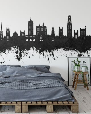 New Haven Connecticut Skyline Black & White Wallpaper