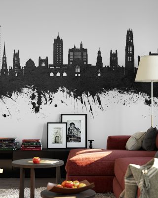 New Haven Connecticut Skyline Black & White Wallpaper