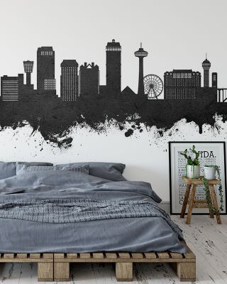 Niagara Falls Skyline Black & White Wallpaper