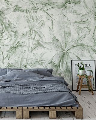 Orchids Sketchee Floral Wallpaper