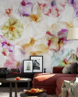Orchids in The Wind Floral Wallpaper
