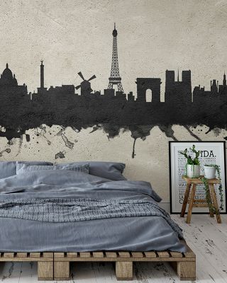 Paris Skyline Concrete Wallpaper