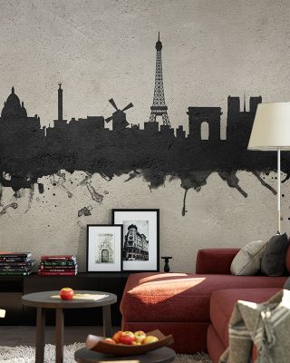 Paris Skyline Concrete Wallpaper