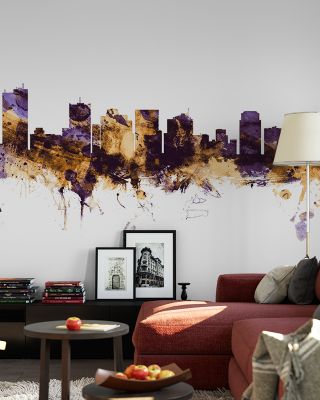 Phoenix Skyline Purple & Gold Wallpaper