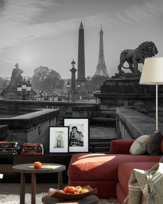 Place de la Concorde at Sunset BW Scenic Wallpaper