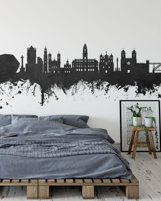 Porto Portugal Skyline Black & White Wallpaper