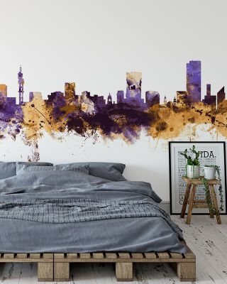 Pretoria South Africa Skyline Purple & Gold Wallpaper