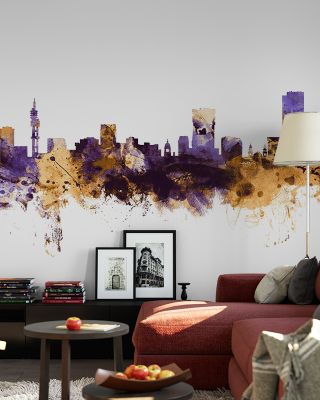 Pretoria South Africa Skyline Purple & Gold Wallpaper