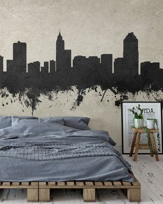 Raleigh North Carolina Skyline Concrete Wallpaper