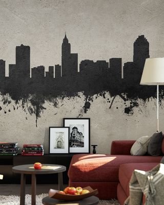 Raleigh North Carolina Skyline Concrete Wallpaper