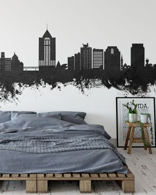 Roanoke Virginia Skyline Black & White Wallpaper