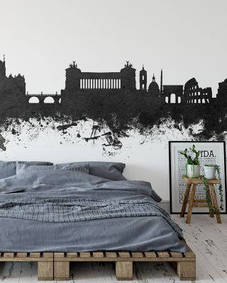 Rome Italy Skyline Black & White Wallpaper