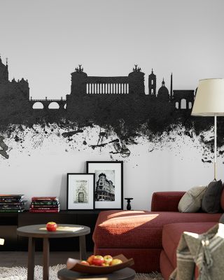Rome Italy Skyline Black & White Wallpaper