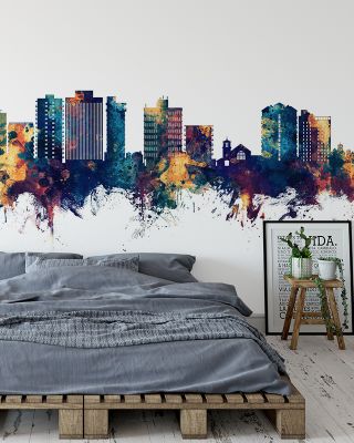 San Mateo California Skyline Blue & Bronze Wallpaper