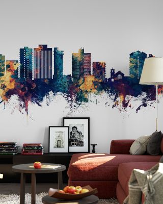 San Mateo California Skyline Blue & Bronze Wallpaper