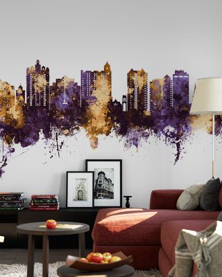 Sarasota Florida Skyline Purple & Gold Wallpaper