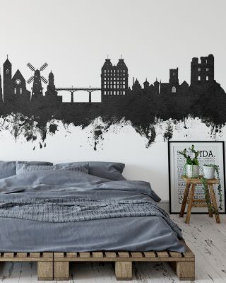 Scarborough England Skyline Black & White Wallpaper