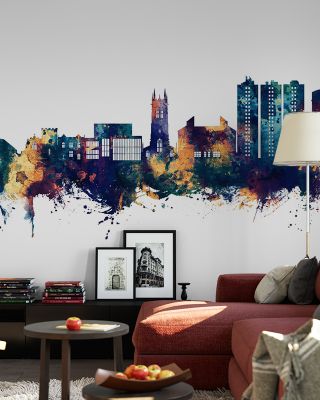 Scunthorpe England Skyline Blue & Bronze Wallpaper