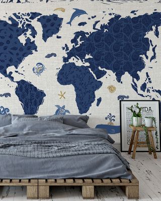 Sea This Map White Abstract Wallpaper
