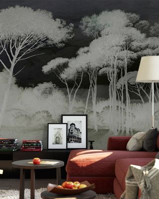 Seeing Through the Forest Green Scenic Wallpaper