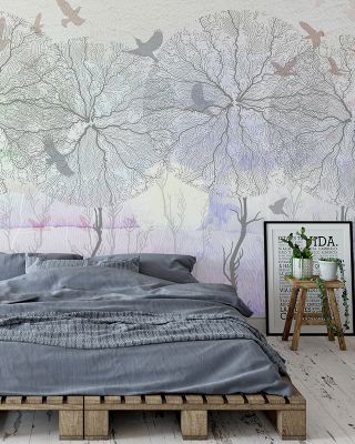 Shade of Trees Lilac Scenic Wallpaper