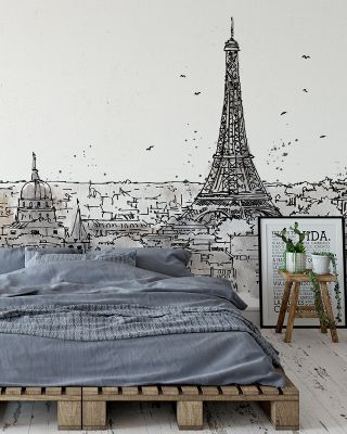 Skyline Sketches Paris Scenic Wallpaper