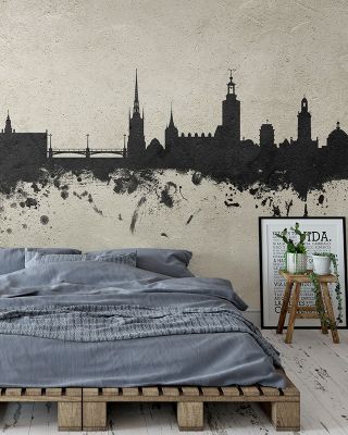 Stockholm Skyline Concrete Wallpaper
