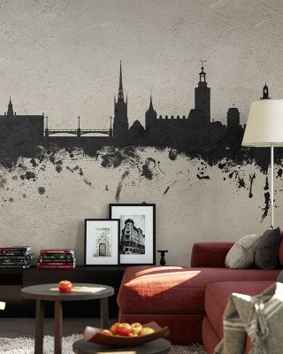Stockholm Skyline Concrete Wallpaper