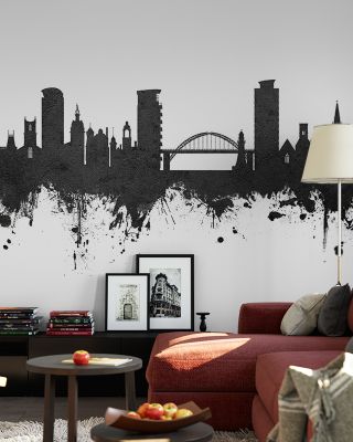 Sunderland England Skyline Black & White Wallpaper