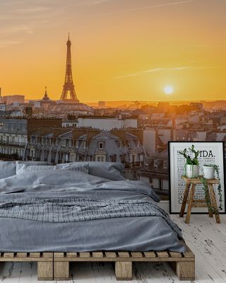 Sunset in Paris Scenic Wallpaper