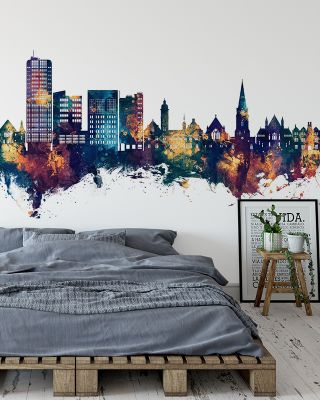 Swindon England Skyline Blue & Bronze Wallpaper