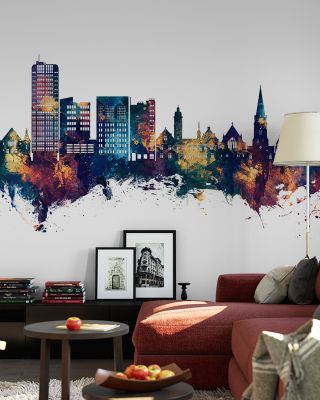 Swindon England Skyline Blue & Bronze Wallpaper