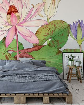 Tanigami Pink Lotus Floral Wallpaper