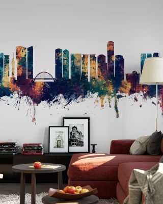 Tel Aviv Skyline Blue & Bronze Wallpaper