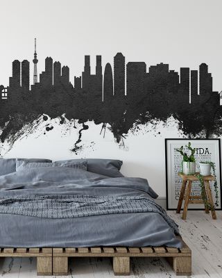 Tokyo Japan Skyline Black & White Wallpaper