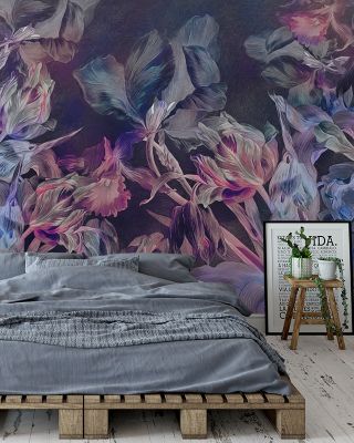 Tulips Feast Beige Scenic Wallpaper