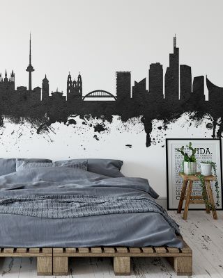 Vilnius Lithuania Skyline Black & White Wallpaper