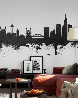 Vilnius Lithuania Skyline Black & White Wallpaper