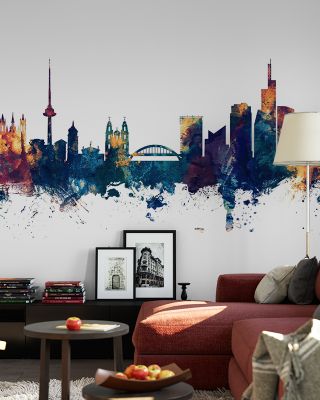 Vilnius Lithuania Skyline Blue & Bronze Wallpaper