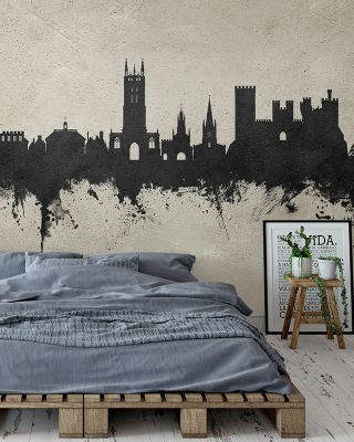 Warwick England Skyline Concrete Wallpaper