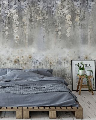 Wisteria Gray Floral Wallpaper