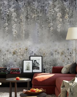 Wisteria Gray Floral Wallpaper