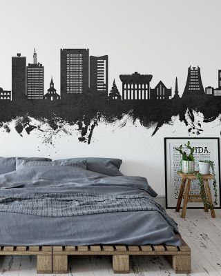 Yaoundé Cameroon Skyline Black & White Wallpaper
